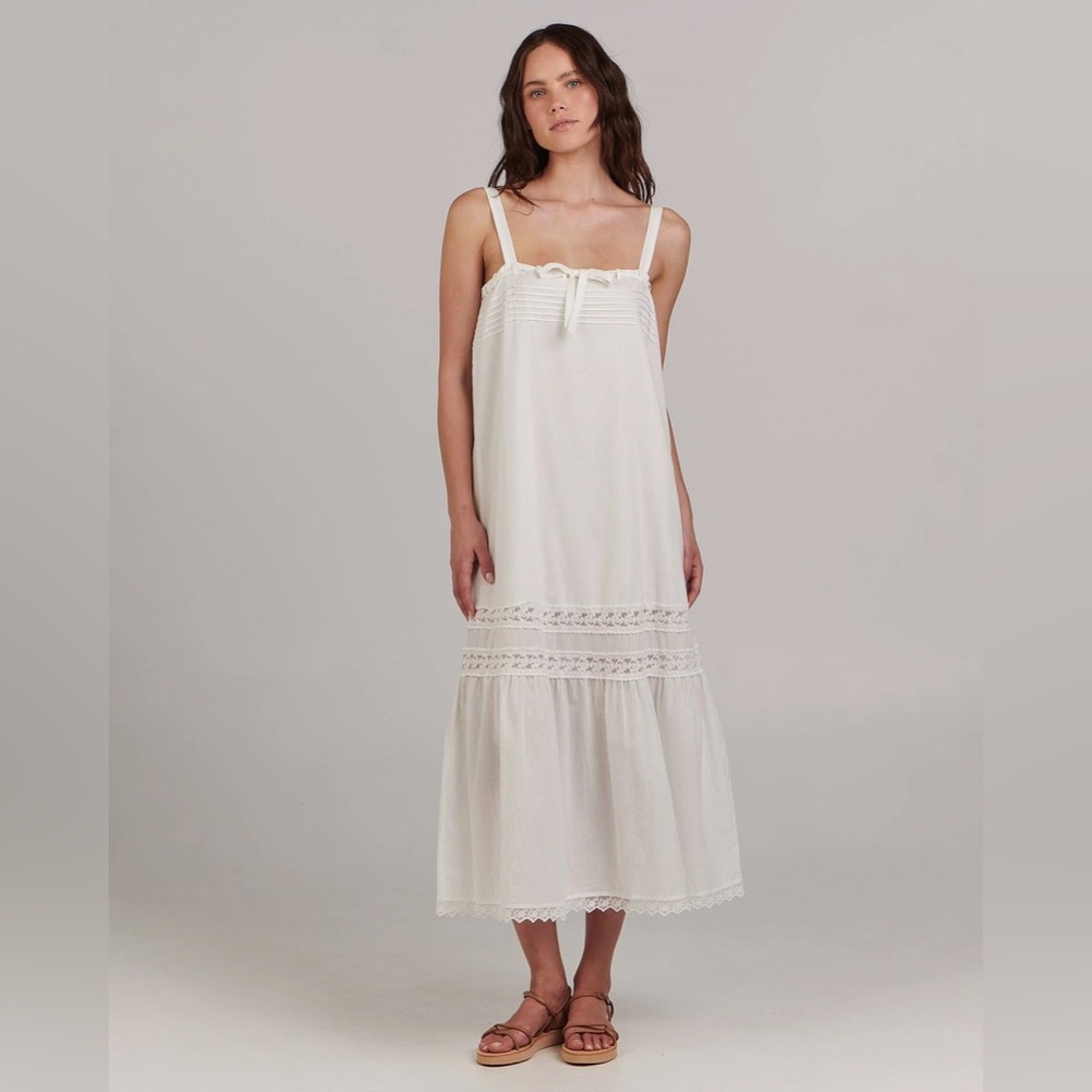 NWT CHARLIE HOLIDAY POPPY MIDI TO MAXI WHITE DRESS SIZE 6 or M